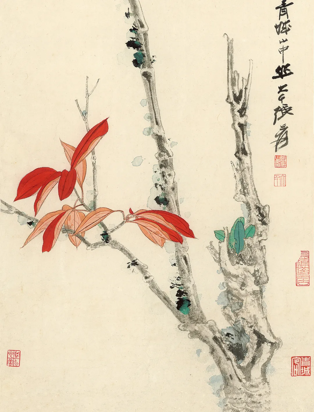 「北京荣宝2021春拍」秋思婆娑霜前叶——张大千《白头红叶图》
