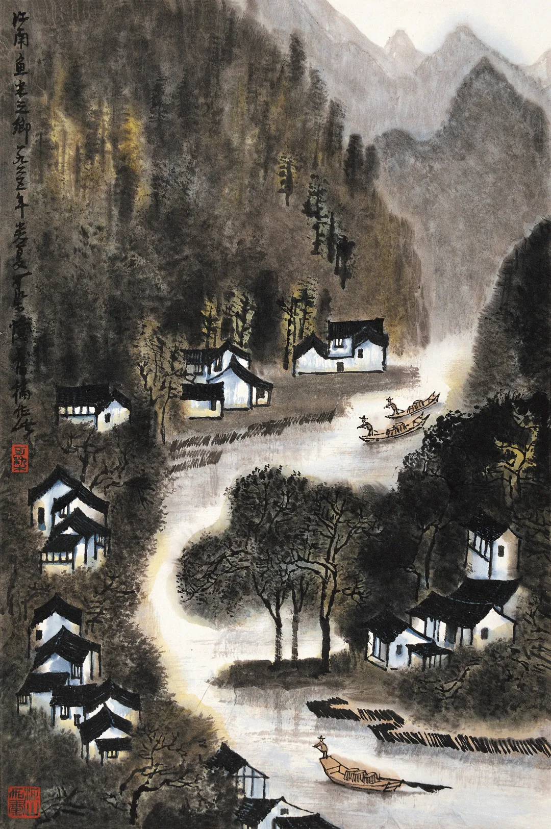 「北京荣宝2021春拍」层峦叠嶂李家山——李可染《江南鱼米之乡》